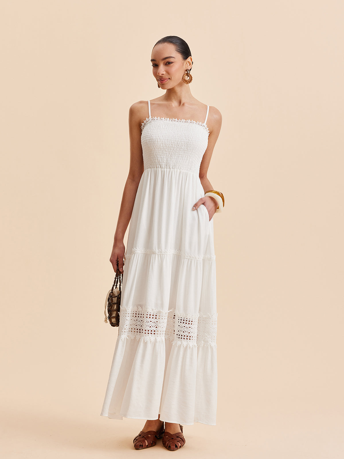 Sleeveless Maxi Dress with Detachable Strap - Casual Flowing Vacation Dress