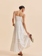 Sleeveless Maxi Dress with Detachable Strap - Casual Flowing Vacation Dress
