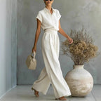 Women's Two-Piece Solid Color Pants Set - Casual Loose Fit Summer Outfit