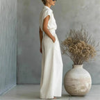 Women's Two-Piece Solid Color Pants Set - Casual Loose Fit Summer Outfit