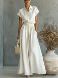 Women's Two-Piece Solid Color Pants Set - Casual Loose Fit Summer Outfit
