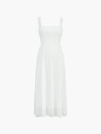 Elegant Square Neck Sleeveless Maxi Dress - Lightweight Woven for Formal Occasions