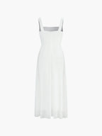Elegant Square Neck Sleeveless Maxi Dress - Lightweight Woven for Formal Occasions