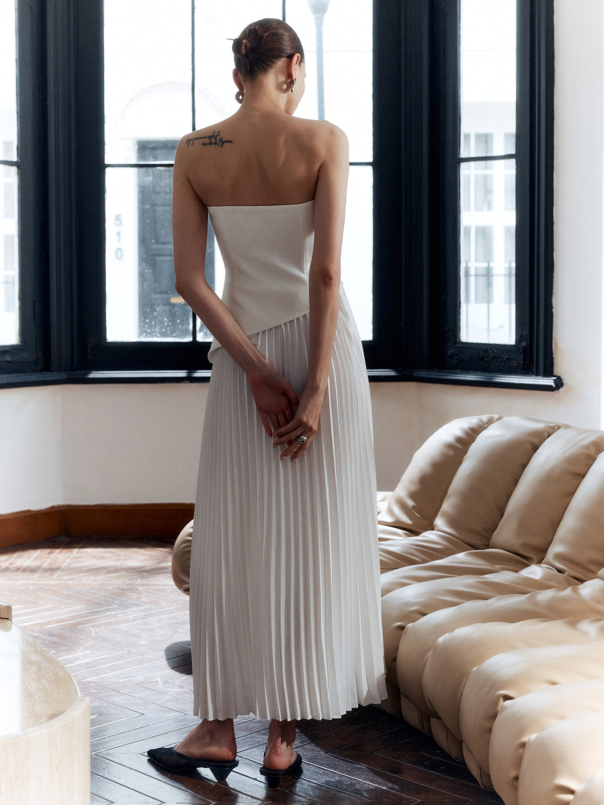 Elegant Pleated Maxi Dress for Women - Sleeveless Slim Fit Occasion Wear