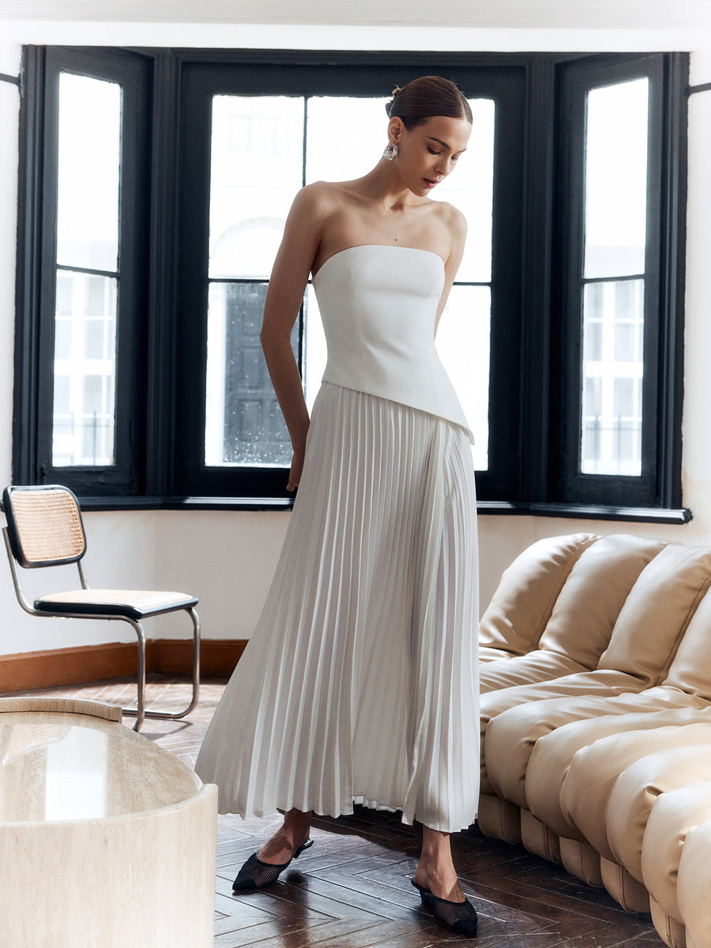 Elegant Pleated Maxi Dress for Women - Sleeveless Slim Fit Occasion Wear