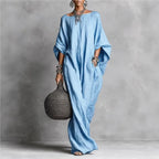 Women's Long Sleeve Maxi Dress - Casual Loose Fit Round Neck for Spring/Summer