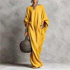 Women's Long Sleeve Maxi Dress - Casual Loose Fit Round Neck for Spring/Summer