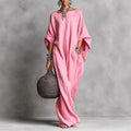 Women's Long Sleeve Maxi Dress - Casual Loose Fit Round Neck for Spring/Summer
