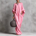 Women's Long Sleeve Maxi Dress - Casual Loose Fit Round Neck for Spring/Summer