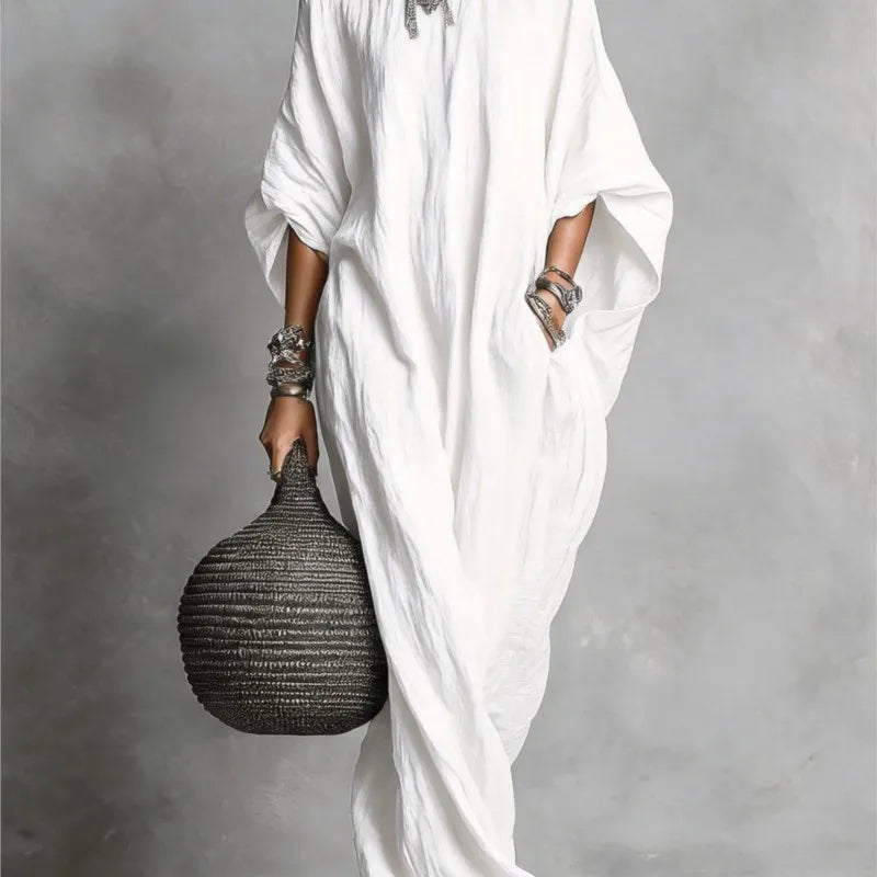 Women's Long Sleeve Maxi Dress - Casual Loose Fit Round Neck for Spring/Summer