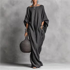Women's Long Sleeve Maxi Dress - Casual Loose Fit Round Neck for Spring/Summer
