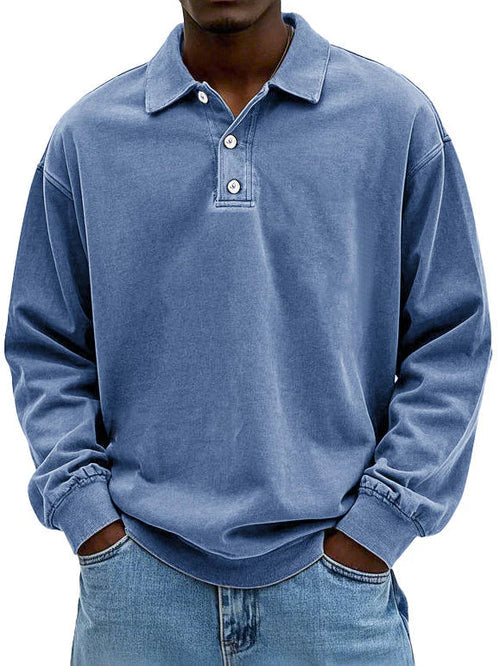 Men's Long Sleeve Vintage Shirt - Comfortable Cotton Blend - Casual Wear