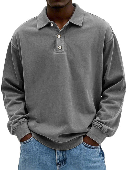 Men's Long Sleeve Vintage Shirt - Comfortable Cotton Blend - Casual Wear