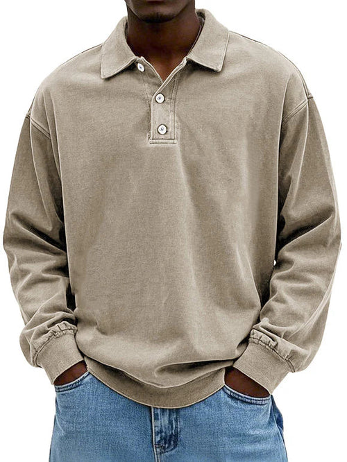 Men's Long Sleeve Vintage Shirt - Comfortable Cotton Blend - Casual Wear