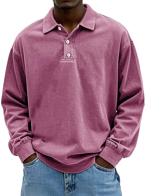 Men's Long Sleeve Vintage Shirt - Comfortable Cotton Blend - Casual Wear