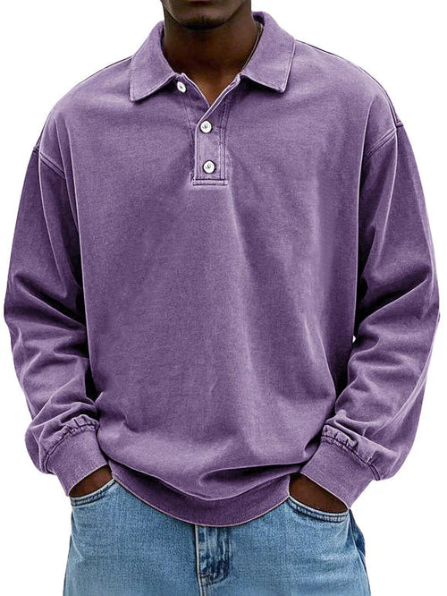 Men's Long Sleeve Vintage Shirt - Comfortable Cotton Blend - Casual Wear