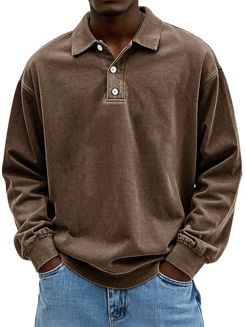 Men's Long Sleeve Vintage Shirt - Comfortable Cotton Blend - Casual Wear