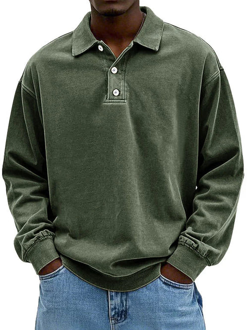 Men's Long Sleeve Vintage Shirt - Comfortable Cotton Blend - Casual Wear