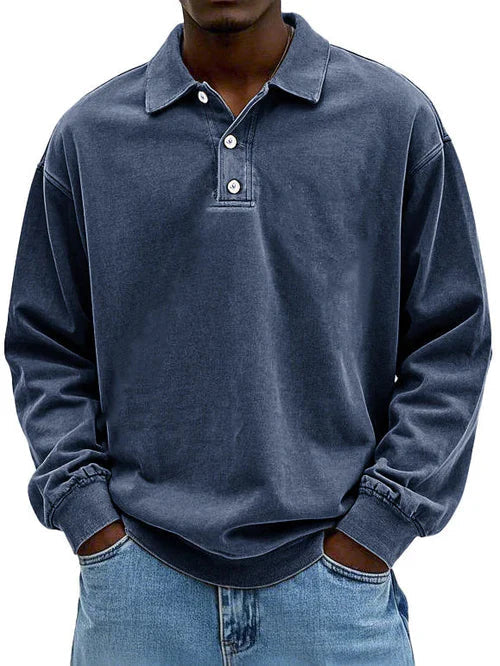 Men's Long Sleeve Vintage Shirt - Comfortable Cotton Blend - Casual Wear
