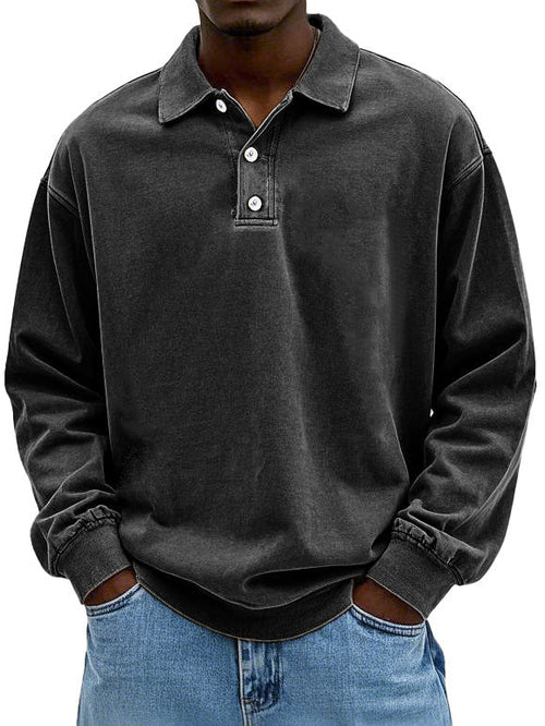 Men's Long Sleeve Vintage Shirt - Comfortable Cotton Blend - Casual Wear