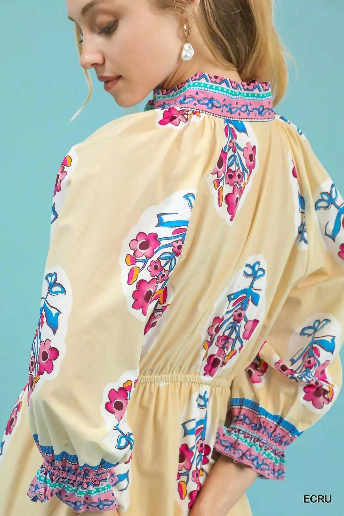 Umgee Flower Patch Border Print Midi Dress