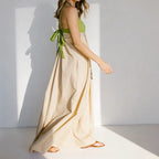 Sleeveless Flowy Maxi Dress for Women - Contrast Color Summer Beach Sundress