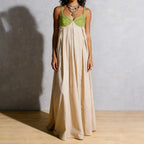 Sleeveless Flowy Maxi Dress for Women - Contrast Color Summer Beach Sundress