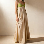Sleeveless Flowy Maxi Dress for Women - Contrast Color Summer Beach Sundress