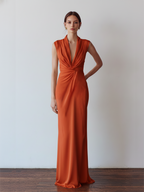 Elegant Pleated Maxi Dress for Women - Sleeveless Slim Fit Occasion Wear