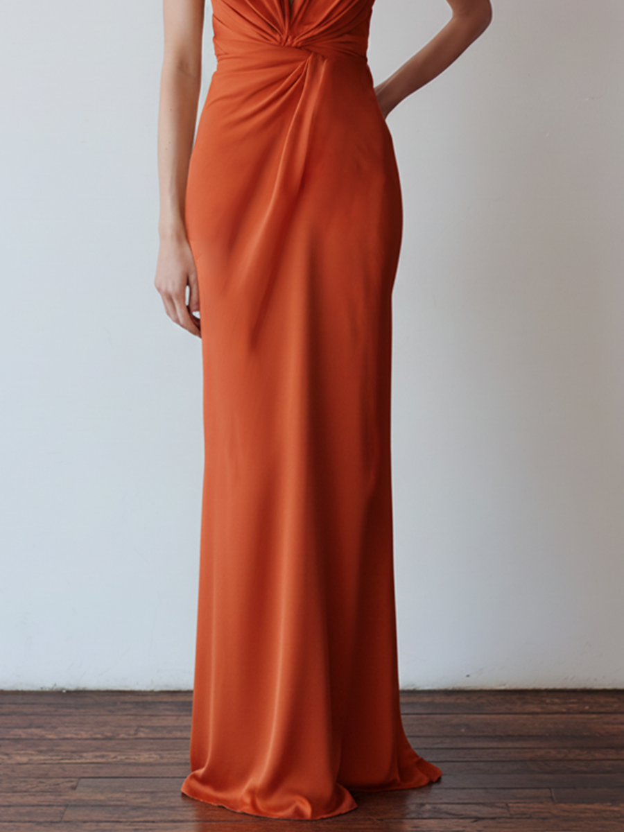Elegant Pleated Maxi Dress for Women - Sleeveless Slim Fit Occasion Wear