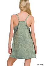 Zenana Acid Washed Mini Dress With Built-in Romper Liner