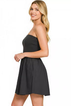 Zenana Combined Knit Tube Top Flare Mini Dress