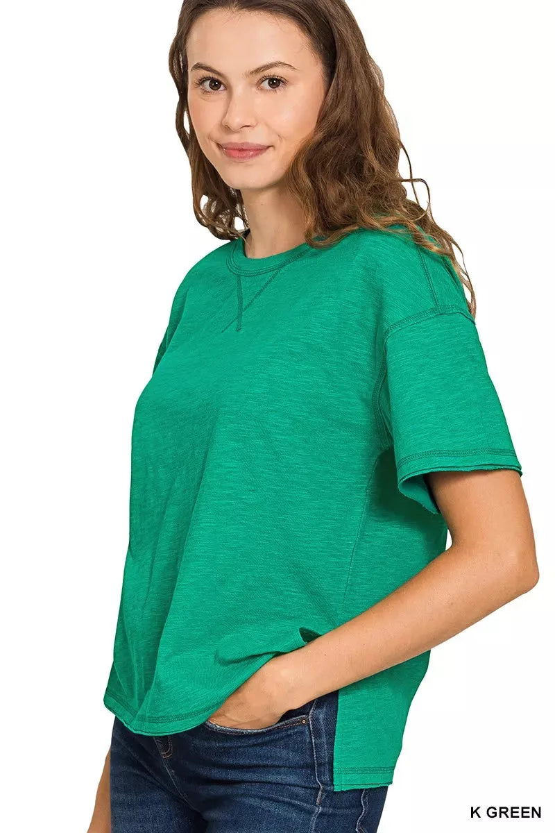 Zenana Cotton Slub Short Sleeve Tee