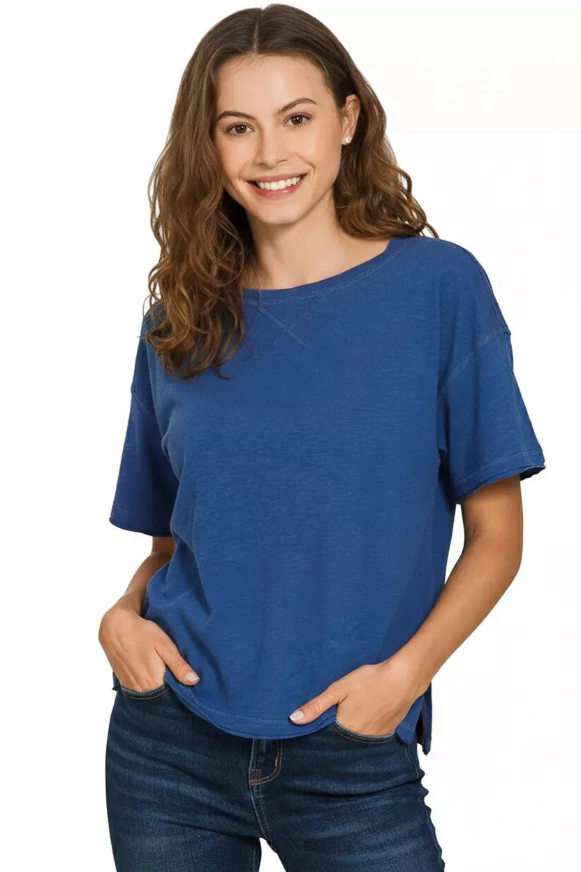 Zenana Cotton Slub Short Sleeve Tee