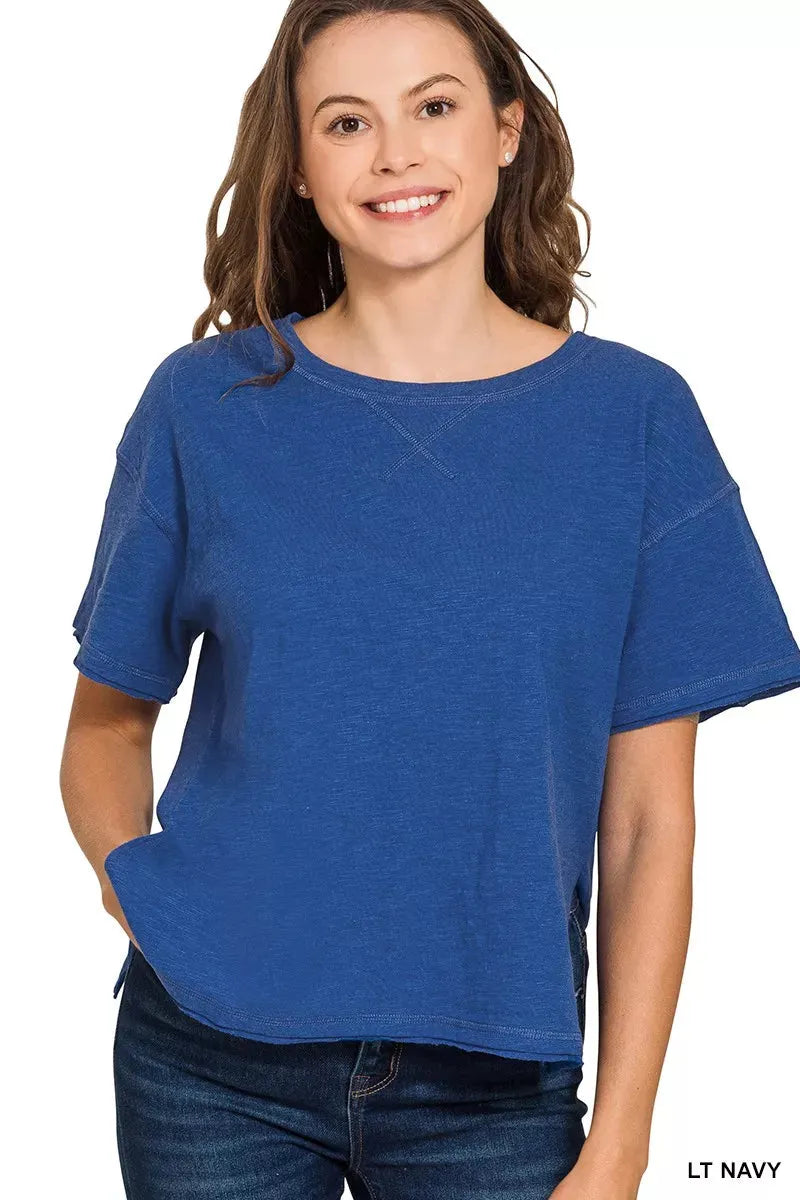 Zenana Cotton Slub Short Sleeve Tee