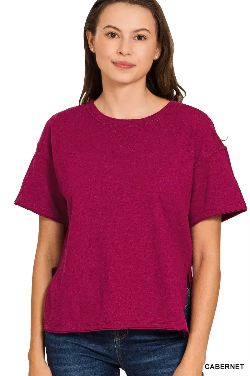 Zenana Cotton Slub Short Sleeve Tee