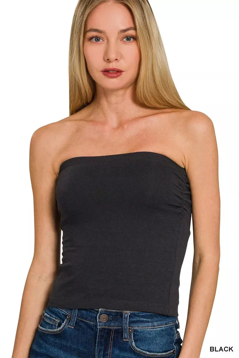 Zenana Cotton Tube Built-in Bra Top