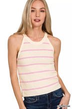 Zenana Stripe Sweater Tank Top