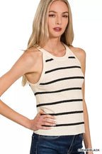 Zenana Stripe Sweater Tank Top