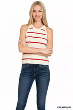 Zenana Stripe Sweater Tank Top