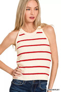 Zenana Stripe Sweater Tank Top