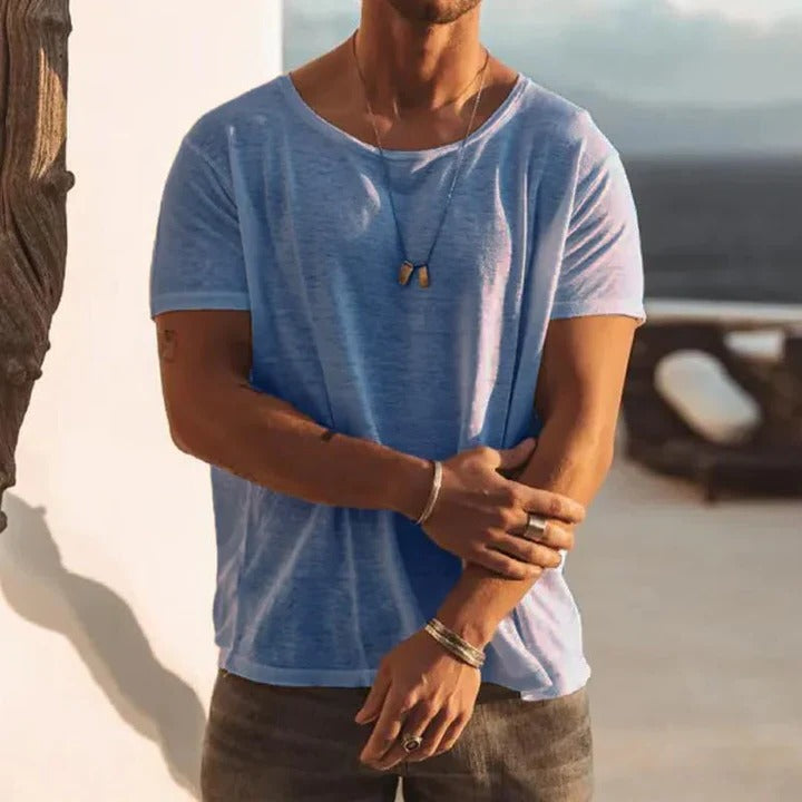 Men's Loose Fit Crew Neck T-Shirt - Cotton Casual Round Neck Tee for Everyday Wear